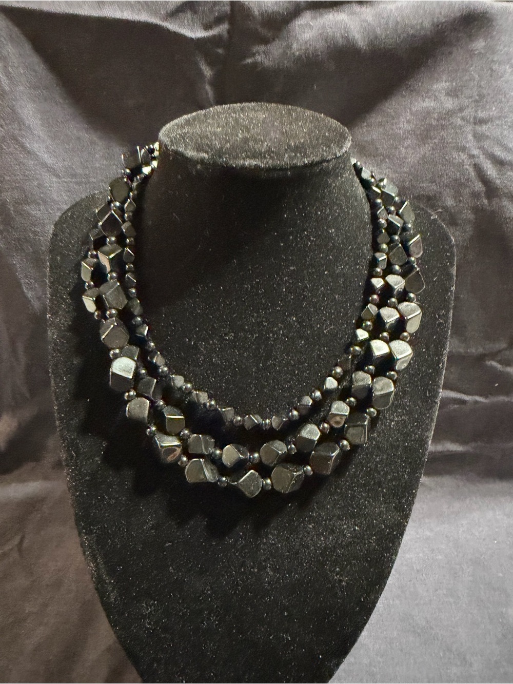 Vintage Multi-Strand Black Beaded Necklace